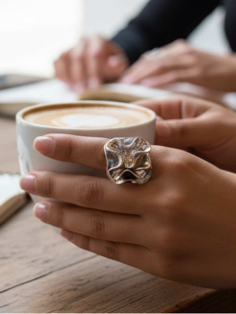 Sterling Silver Statement Flower Ring 925 Thailand Artisan Design - Picture 13 of 13